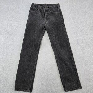 VTG Levis 501 USA Made Charcoal Grey Denim Jeans 30x32 90s 552 Button Fly Grunge